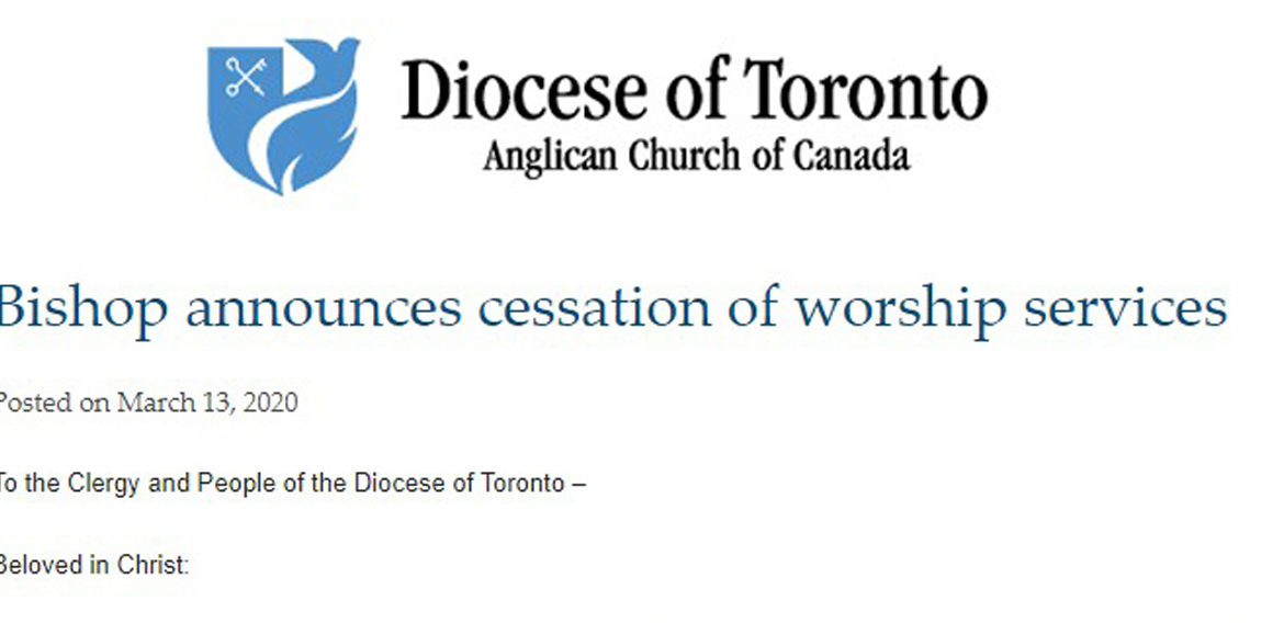 Bishop announces cessation of worship services
